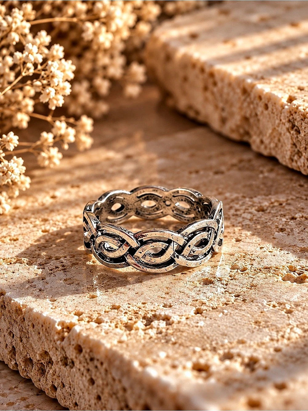 Silver tone Interlocking Ring